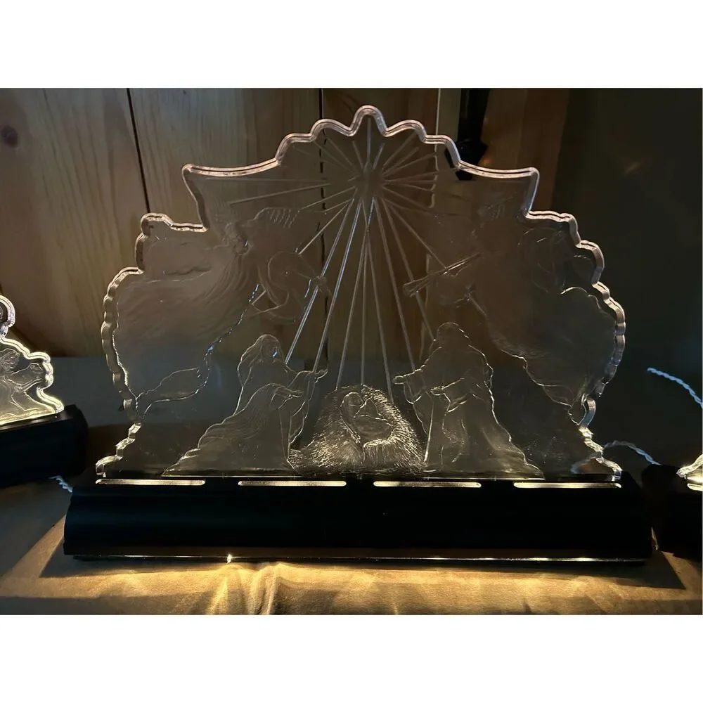 Light Up Nativity Set Christmas Holiday Vintage 1994 Crystalline Nativity Collec